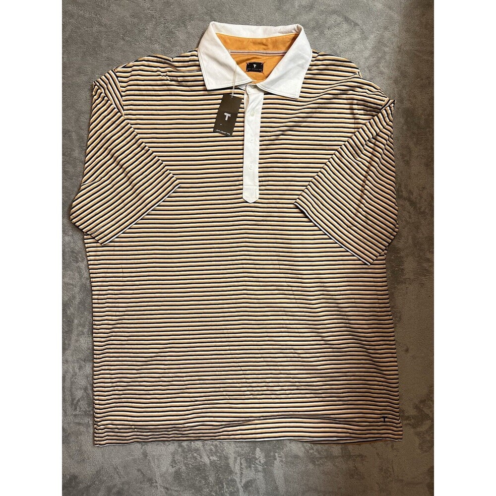 Left Coast Tee Polo Shirt Adult 2XL XXL Orange Black Stripe Mens Casual New